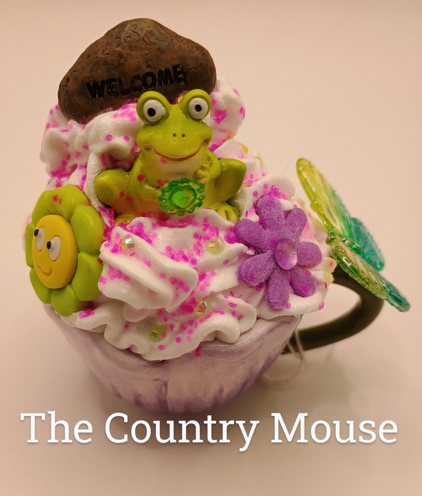 Tea Cup Gnomes -Blue With Yellow Bird